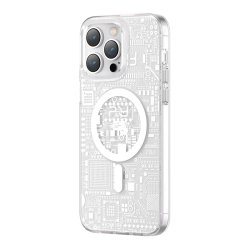 KINGXBAR Magnetyczne etui iPhone 14 Plus MagSafe PQY Geek Series srebrne