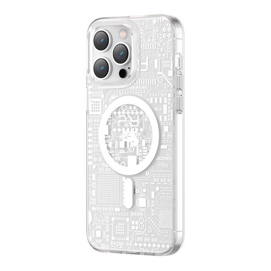 KINGXBAR Magnetyczne etui iPhone 14 Plus MagSafe PQY Geek Series srebrne