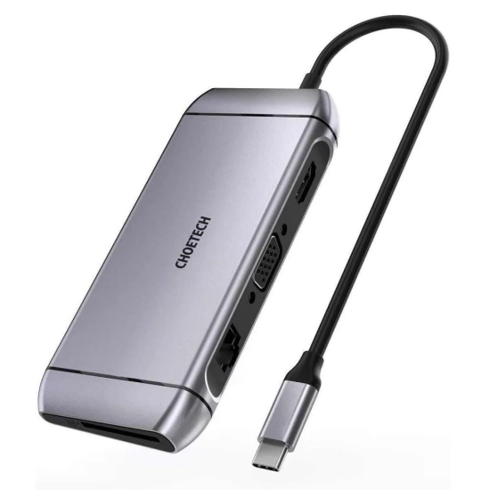CHOETECH Wielofunkcyjny HUB USB czytnik kart SD i TF HDMI 4K VGA Full HD