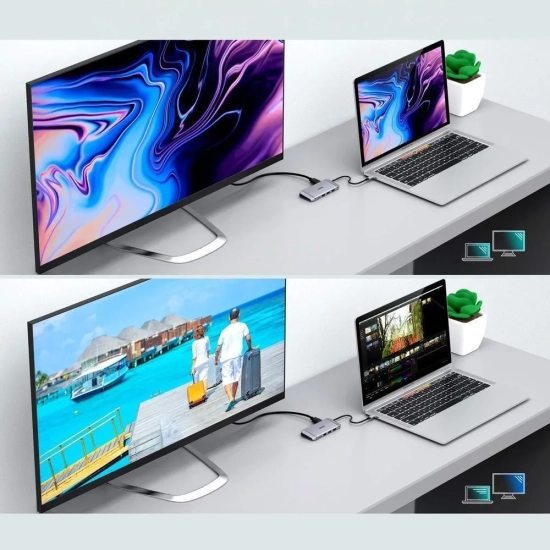 CHOETECH Wielofunkcyjny HUB USB czytnik kart SD i TF HDMI 4K VGA Full HD