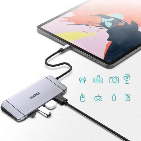 CHOETECH Wielofunkcyjny HUB USB czytnik kart SD i TF HDMI 4K VGA Full HD