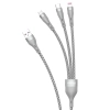 DUDAO 3w1 kabel przewód USB - Lightning microUSB USB-C 65W 1,2m szary