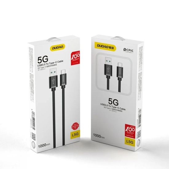 DUDAO Kabel przewód USB - USB Typ C Super Fast Charge 1 m czarny