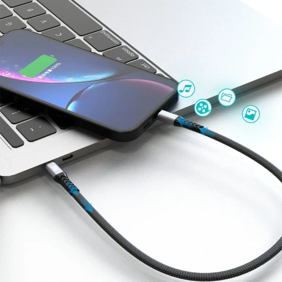 DUDAO Kabel przewód płaski krótki do iPhone USB-C - Lightning L10P PD 20W