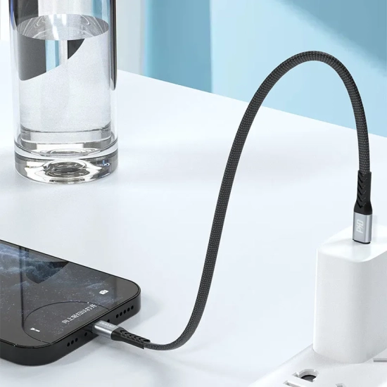 DUDAO Kabel przewód płaski krótki do iPhone USB-C - Lightning L10P PD 20W