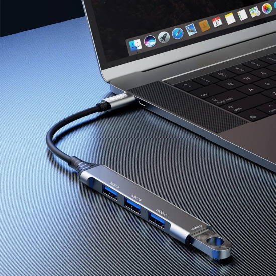 DUDAO Adapter rozdzielacz HUB z gniazda USB-C na 4x USB czarny szary