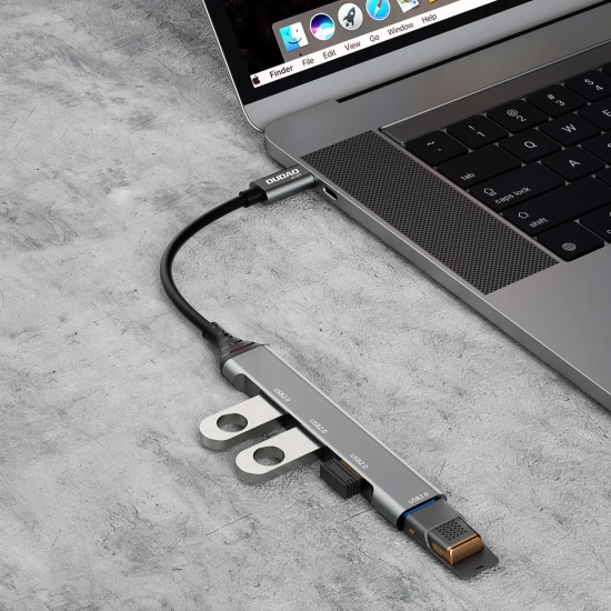 DUDAO Adapter rozdzielacz HUB z gniazda USB-C na 4x USB czarny szary