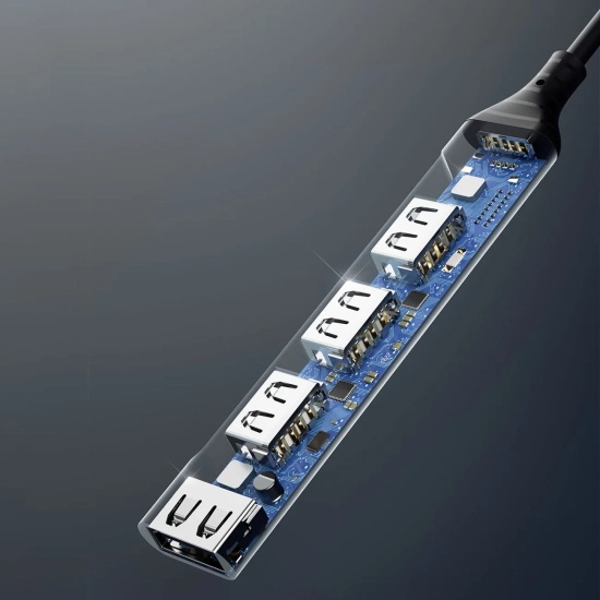 DUDAO Adapter rozdzielacz HUB z gniazda USB-C na 4x USB czarny szary