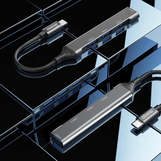 DUDAO Adapter rozdzielacz HUB z gniazda USB-C na 4x USB czarny szary