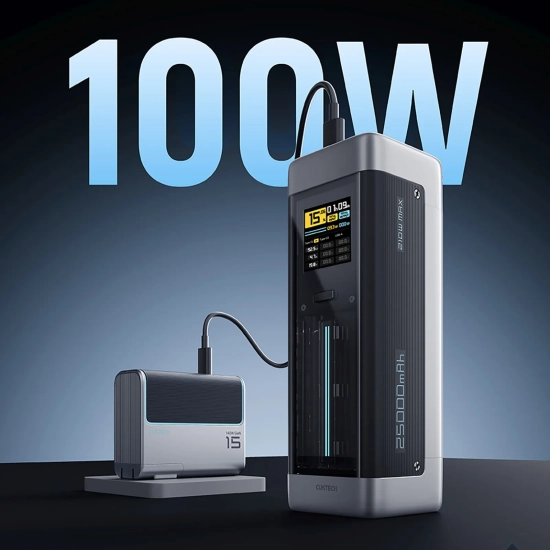 CUKTECH Powerbank 25000mAh USB-C USB-A 210W - czarny