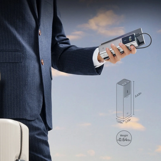 CUKTECH Powerbank 10000mAh USB-C USB-A 150W - szary