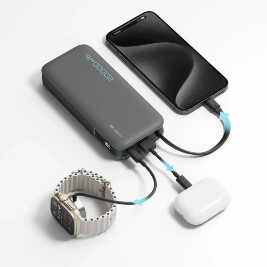 CUKTECH Powerbank 20000mAh USB-A USB-C z wbudowanym kablem USB-C 55W