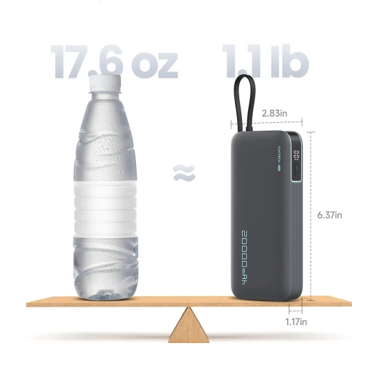 CUKTECH Powerbank 20000mAh USB-A USB-C z wbudowanym kablem USB-C 55W