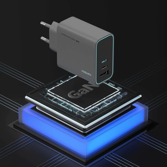 CUKTECH Ładowarka sieciowa USB-C USB-A GaN 65W - szara