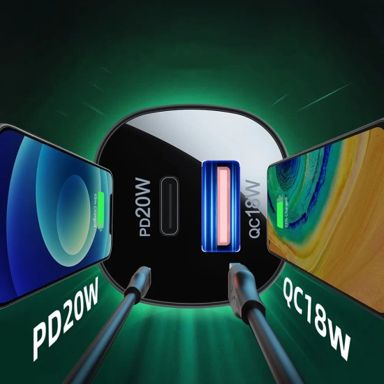 ACEFAST Ładowarka samochodowa 38W USB-C USB Power Delivery QC 3.0 czarny