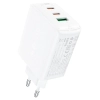 ACEFAST Szybka ładowarka sieciowa GaN 2x USB-C USB-A PPS PD QC4+ 65W biała