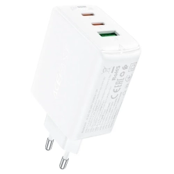 ACEFAST Szybka ładowarka sieciowa GaN 2x USB-C USB-A PPS PD QC4+ 65W biała