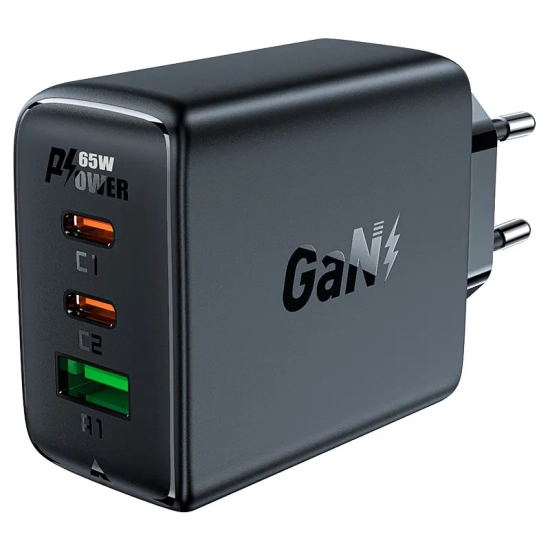 ACEFAST Szybka ładowarka sieciowa GaN 2x USB-C USB-A PPS PD QC4+ 65W biała