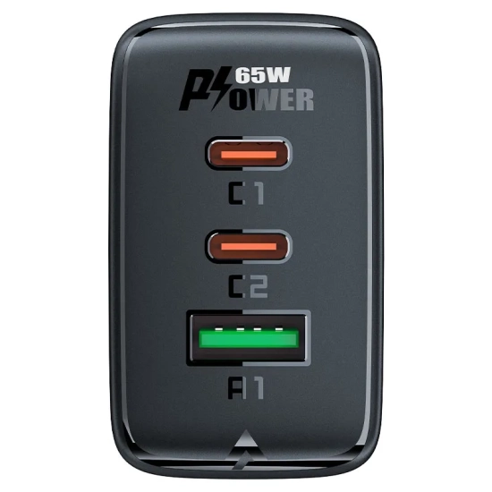 ACEFAST Szybka ładowarka sieciowa GaN 2x USB-C USB-A PPS PD QC4+ 65W biała