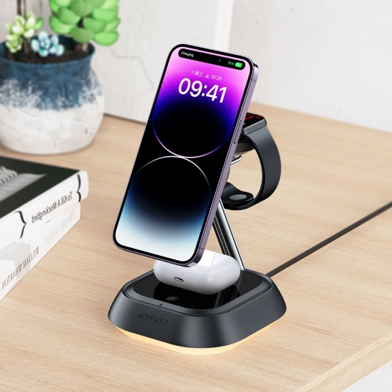 ACEFAST 3w1 Stacja ładująca indukcyjna E16 15W do telefonu słuchawek