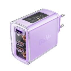 ACEFAST Ładowarka sieciowa GaN 65W 3 porty 1x USB 2x USB-C fioletowa