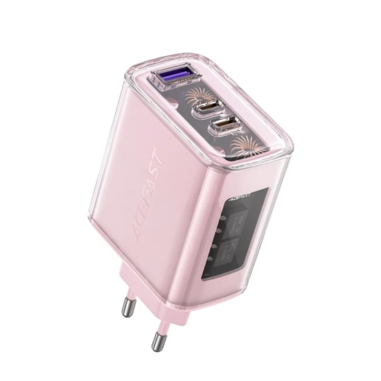 ACEFAST Ładowarka sieciowa GaN 65W 3 porty 1x USB 2x USB-C fioletowa