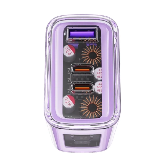 ACEFAST Ładowarka sieciowa GaN 65W 3 porty 1x USB 2x USB-C fioletowa