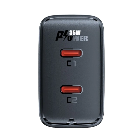 ACEFAST Szybka ładowarka sieciowa GaN 35W PD 2x USB-C czarna