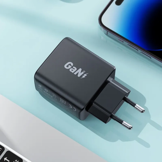 ACEFAST Szybka ładowarka sieciowa GaN 35W PD 2x USB-C czarna