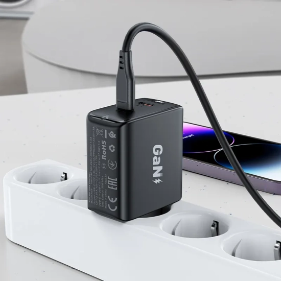 ACEFAST Szybka ładowarka sieciowa GaN 35W PD 2x USB-C czarna