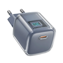 ACEFAST Ładowarka sieciowa z wyświetlaczem PD 30W GaN3 USB-C szara