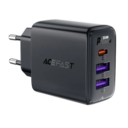 ACEFAST Ładowarka sieciowa PD 35W GaN z 3 portami 2x USB-A + USB-C czarna