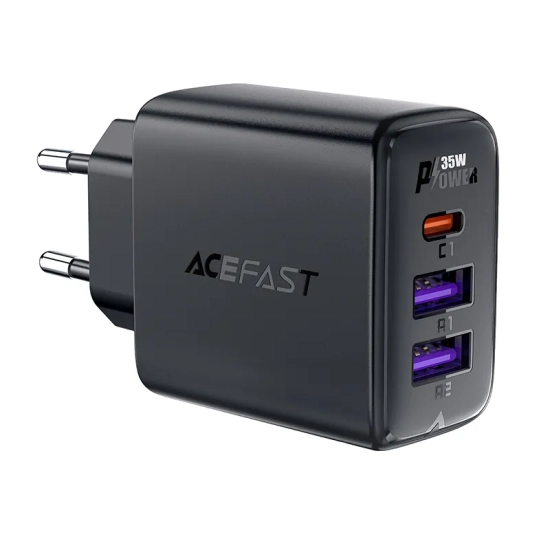 ACEFAST Ładowarka sieciowa PD 35W GaN z 3 portami 2x USB-A + USB-C czarna