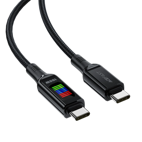 ACEFAST Kabel przewód USB-C - USB-C 100W z wyświetlaczem 1.2m czarny
