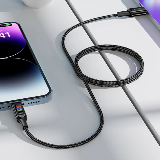 ACEFAST Kabel przewód USB-C - USB-C 100W z wyświetlaczem 1.2m czarny