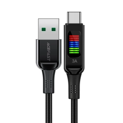 ACEFAST Kabel przewód USB-A - USB-C 60W z wyświetlaczem 1.2m czarny