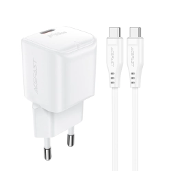 ACEFAST Mini Ładowarka sieciowa PD 30W GaN + kabel USB-C biała