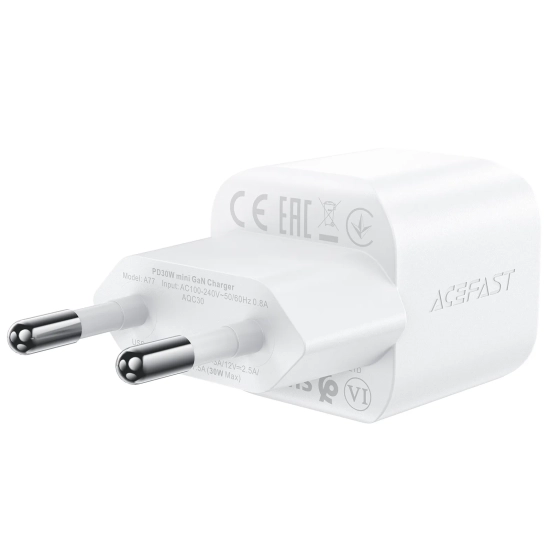 ACEFAST Mini Ładowarka sieciowa PD 30W GaN + kabel USB-C biała