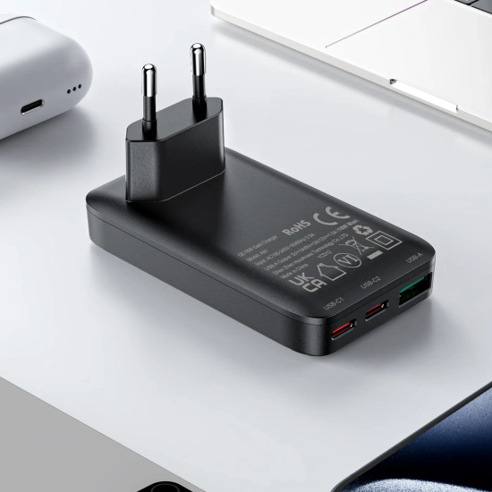ACEFAST Ładowarka sieciowa płaska 65W GaN 2 USB-C USB-A ultra cienka