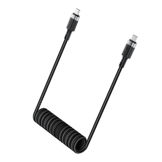 ACEFAST Kabel przewód spiralny USB-C - USB-C 480Mb/s 3A 1.2m - czarny