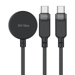 ACEFAST 3w1 Kabel przewód USB-C - 2x USB-C / ładowarka Apple Watch Qi