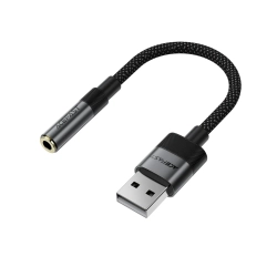 ACEFAST Adapter przejściówka USB-A - mini jack 3.5 mm - czarny