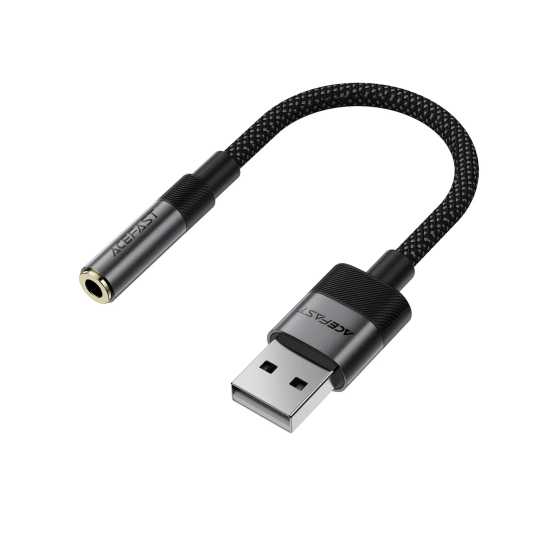 ACEFAST Adapter przejściówka USB-A - mini jack 3.5 mm - czarny