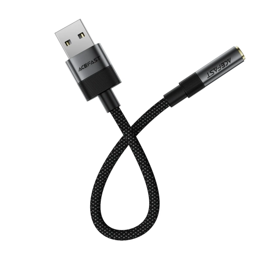 ACEFAST Adapter przejściówka USB-A - mini jack 3.5 mm - czarny