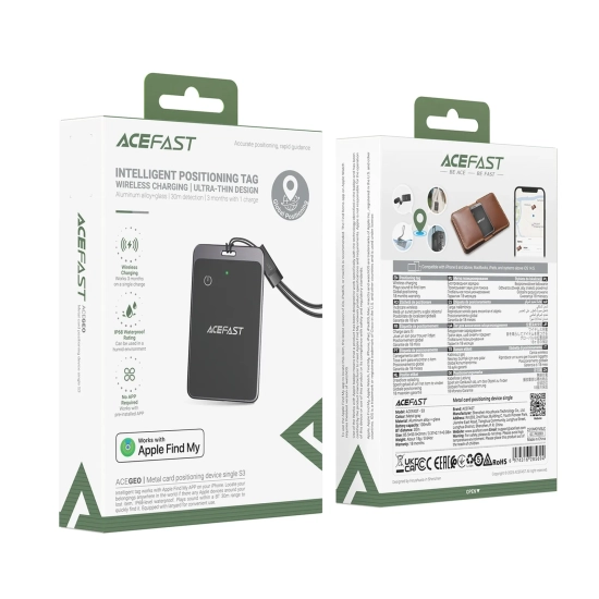 ACEFAST Lokalizator Bluetooth w formie karty kompatybilny z Apple Find My