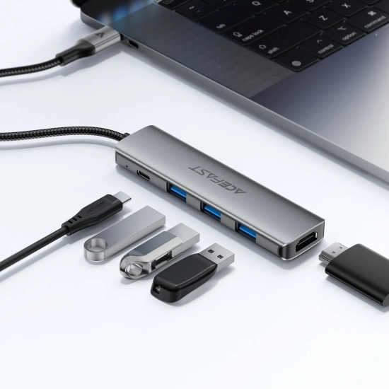 ACEFAST Hub stacja dokująca 5w1 USB-C - USB-A USB-C HDMI 4K 60Hz PD 90W