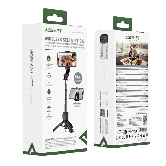 ACEFAST Selfie stick z automatycznym statywem i pilotem Bluetooth 63 cm