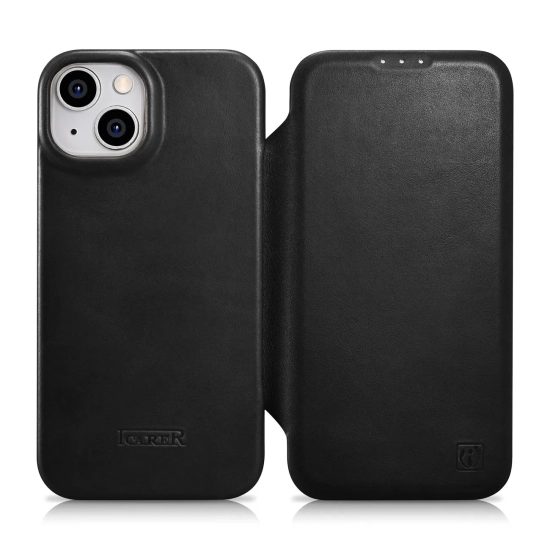 ICARER Skórzane etui iPhone 14 Plus z klapką magnetyczne MagSafe CE Oil