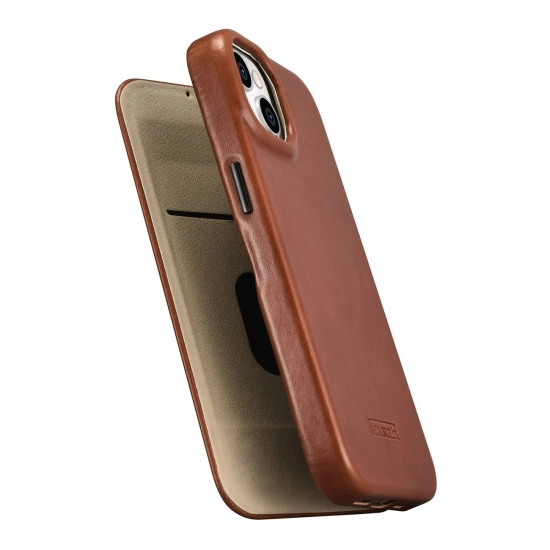ICARER Skórzane etui iPhone 14 Plus z klapką magnetyczne MagSafe CE Oil