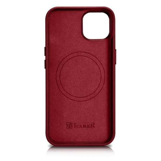 ICARER Pokrowiec etui z naturalnej skóry do iPhone 14 Plus MagSafe Case
